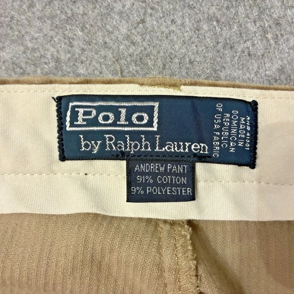 Vintage Polo Ralph Lauren Andrew Pant Mens 36x32 Tan Corduroy Pleated Trousers